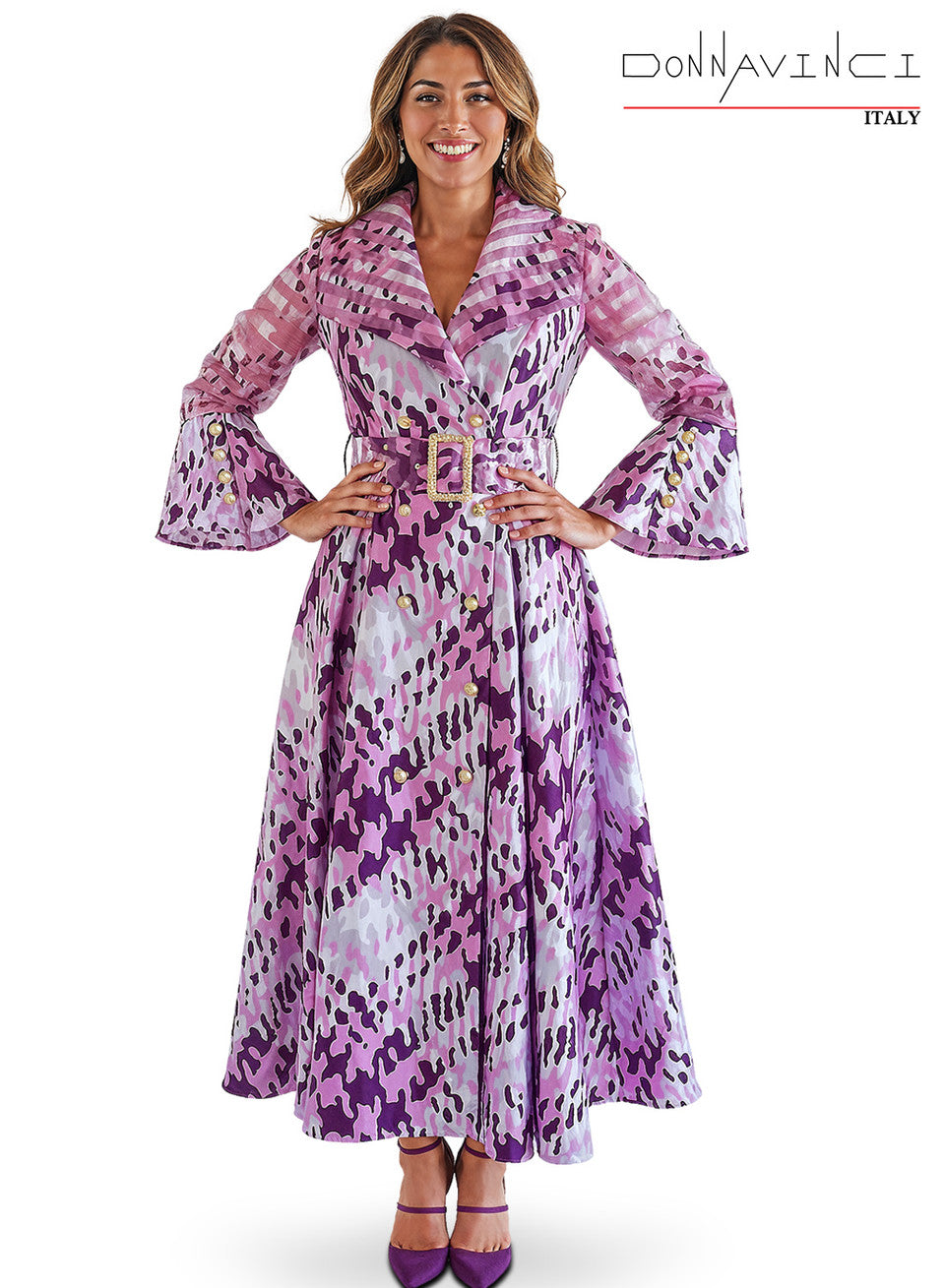 12210 Green Multi Dress Donna Vinci