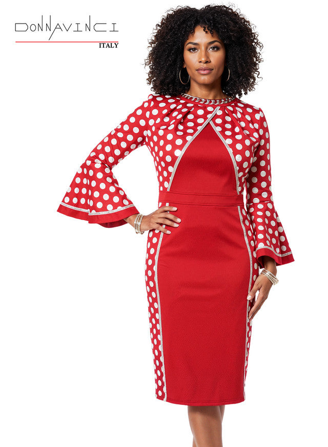 12261 White Dots Dress Donna Vinci