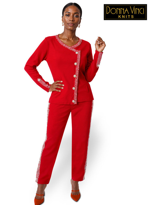 13468 2Pc Jacket & Pant Set Donna Vinci Knits