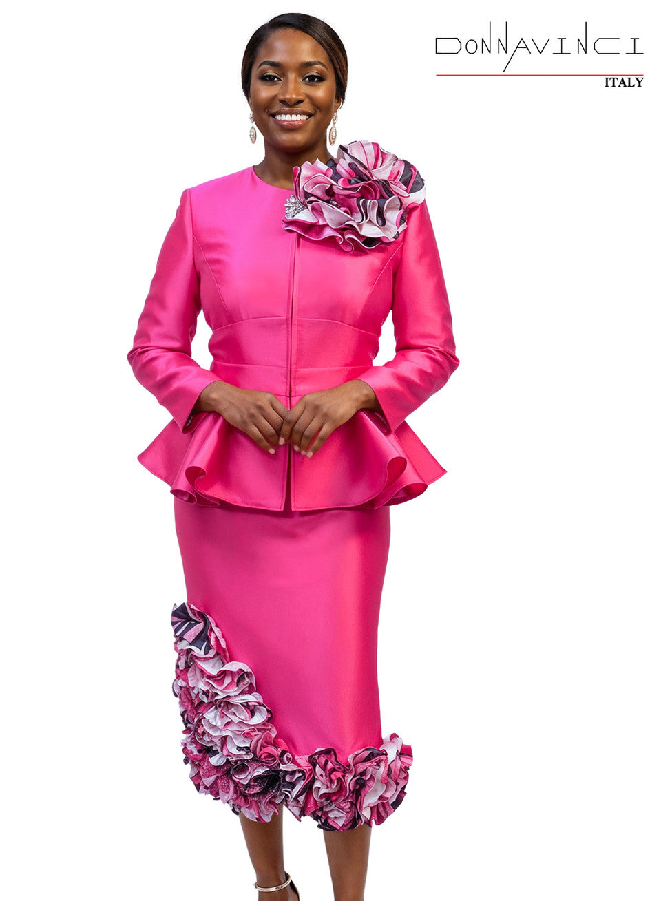 12164 Silver 2Pc Skirt Suit Donna Vinci