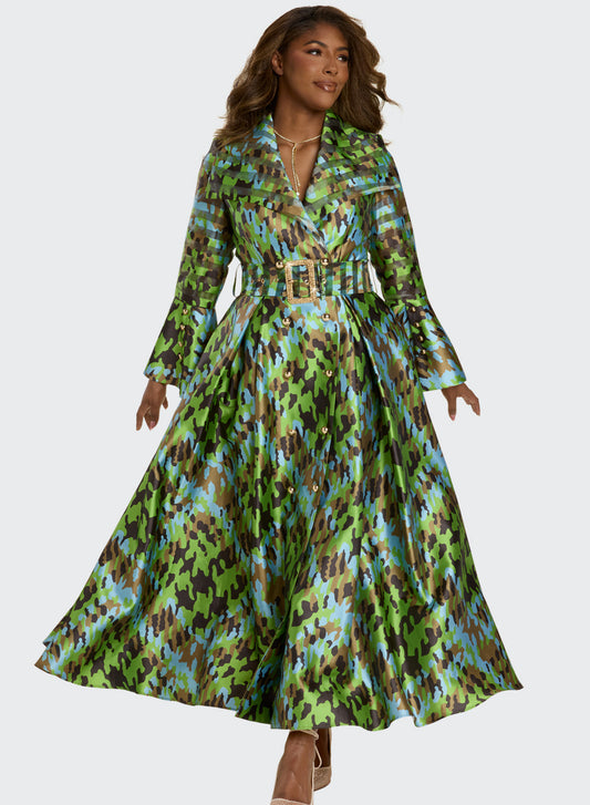 12210 Green Multi Dress Donna Vinci
