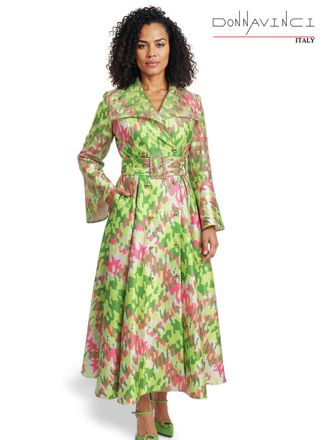 12210 Green Multi Dress Donna Vinci