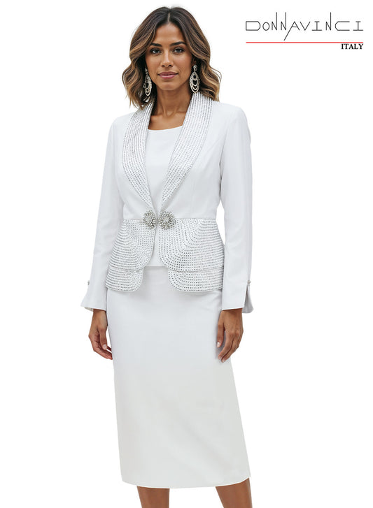 12272 Pure White 3pc. Jacket, Cami & Skirt List Donna Vinci
