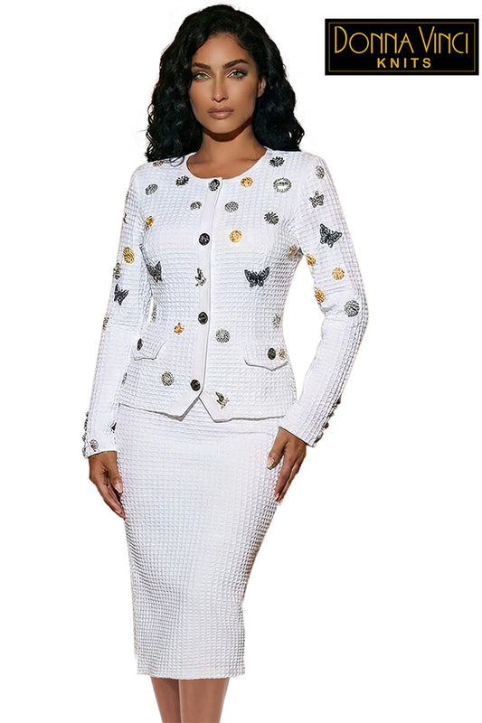 13459 2Pc Jacket & Skirt Set Donna Vinci Knits