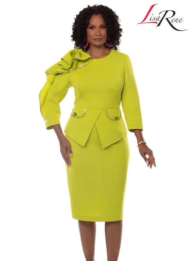 3372 Lime Dress Lisa Rene By Donna Vinci